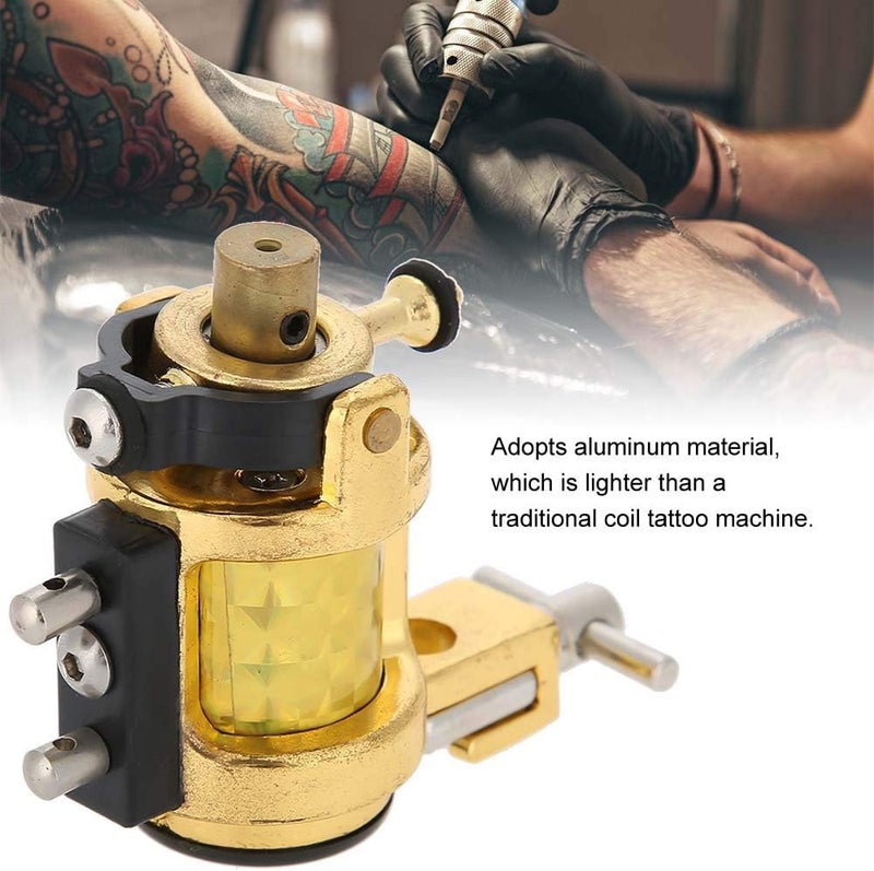 woobles Tattoo Machine Gun Alloy Rotary Shader Liner, Strong Motor Gun Liner Shader Coloring Permanent Makeup Tool for Shader Supply Equipment and Artists(Gold) - Image 3